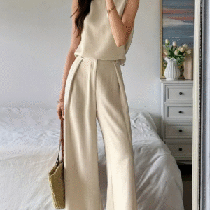 Elegant Sleeveless Top + Wide-Leg Pants [Two-Piece Set]