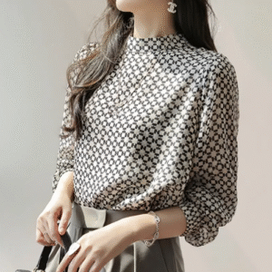Elegant Geometric Print Chiffon Blouse