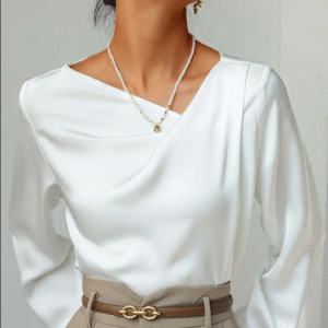 Elegant Asymmetrical V-Neck Blouse